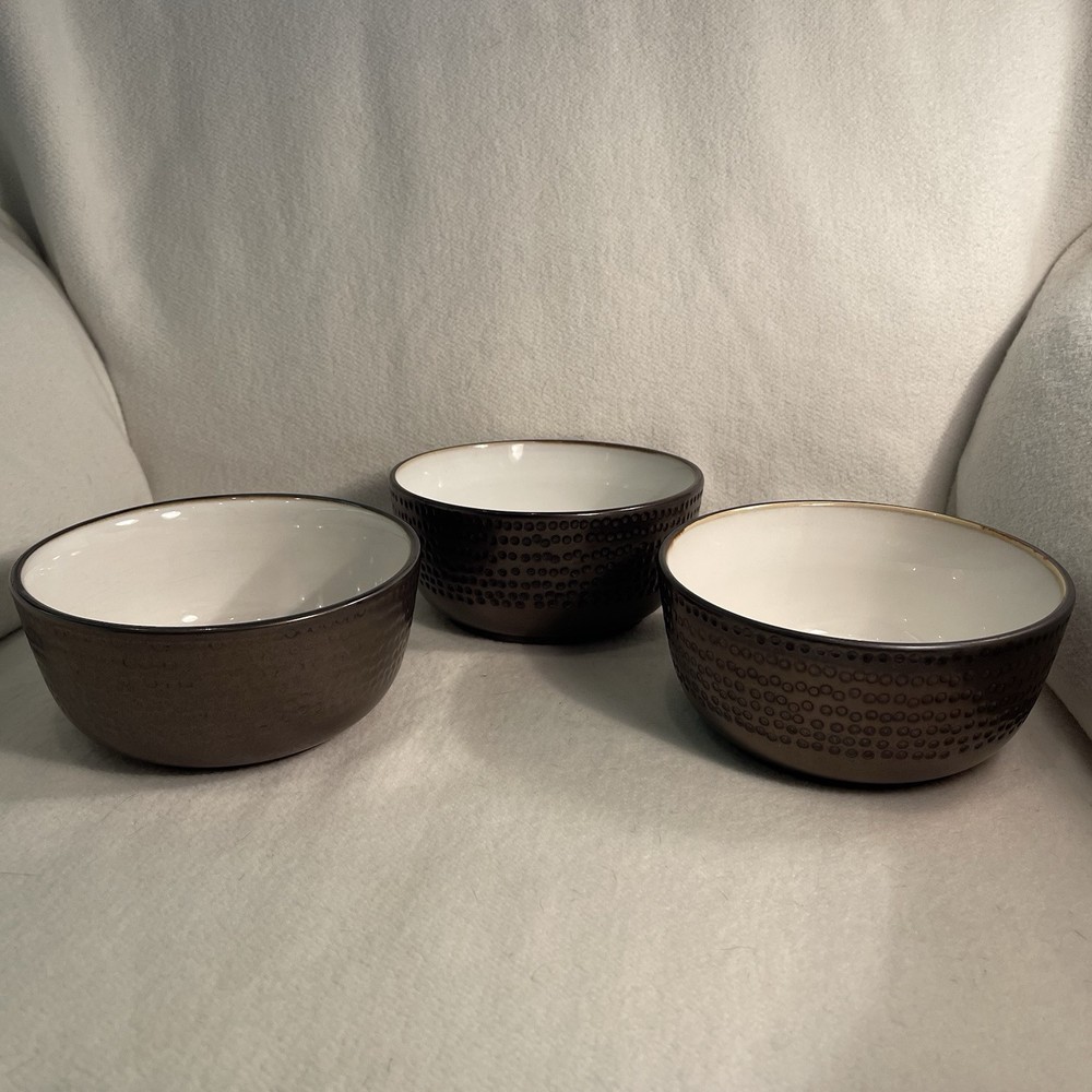 Threshold Bronze Stoneware Soup Bowls with Embossed Dots Set of 3