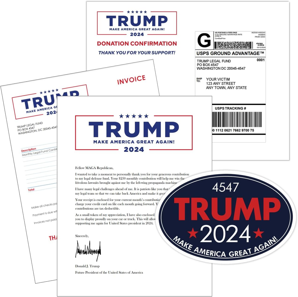Donald Trump 2024 Campaign Prank Kit - Anonymous Delivery, 100% Anonymous