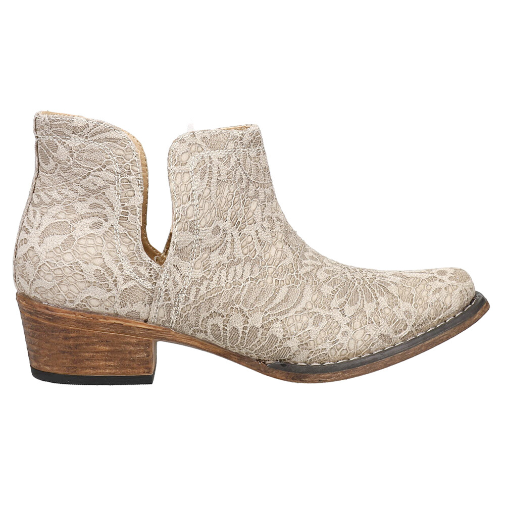 Botines de vaquero Roper Ava de encaje con punta corta para mujer blancos apagados botas informales 09-021-1567