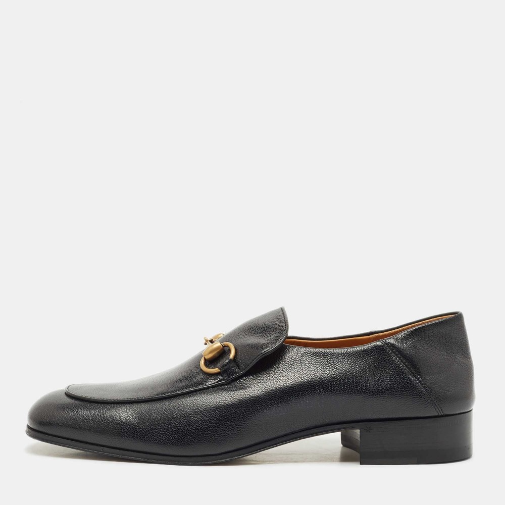 Gucci Black Leather Horsebit Foldable Loafers EU 42