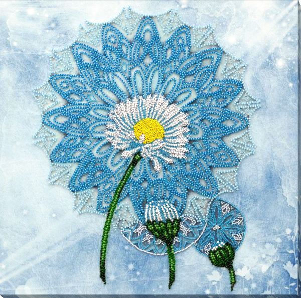 Bead embroidery kit Chamomile season needlework kit Art canvas beadwork pattern