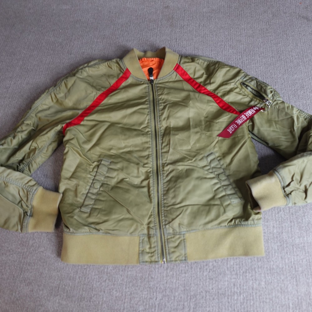 Alpha Industries Mens Jacket Medium Green Solid Bomber Reversible SAMPLE