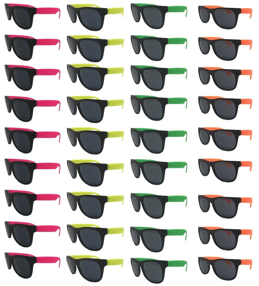 TheGag Neon Sunglasses Pack 36 Assorted Cool Colors Neon Sunglasses Party Fav...