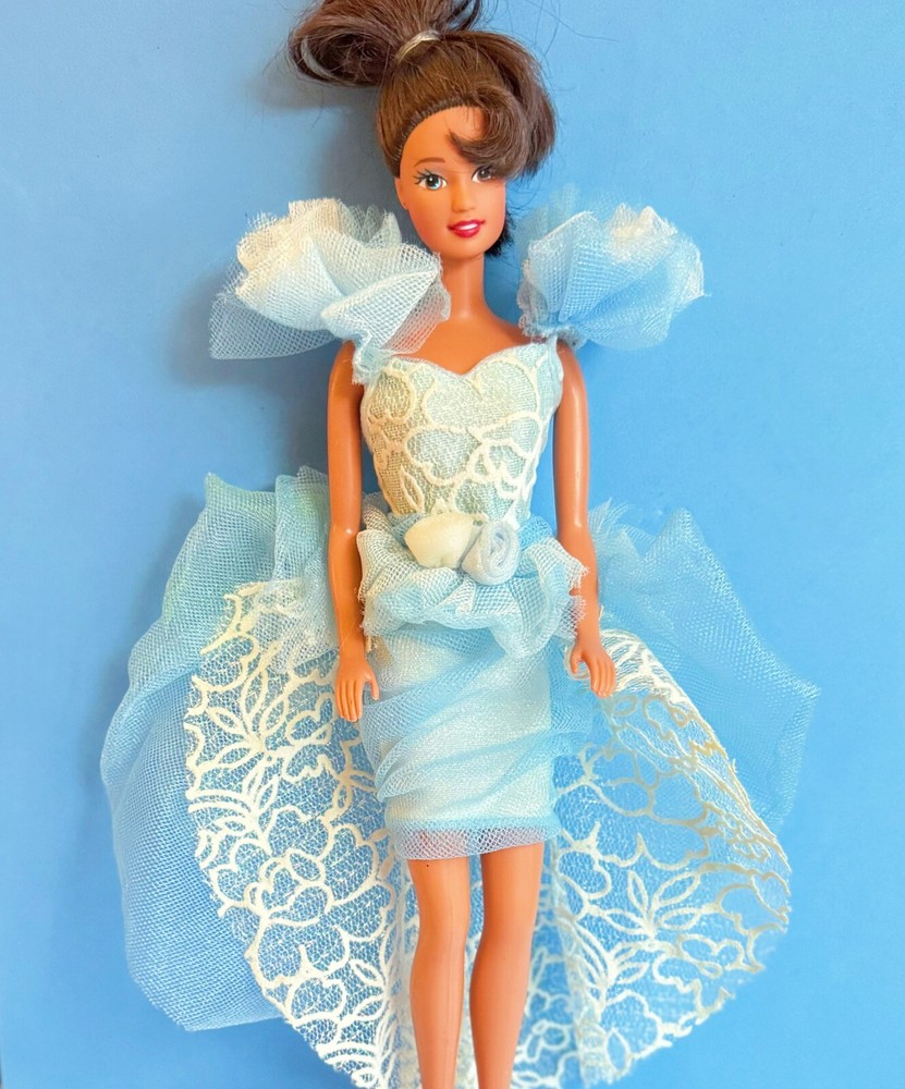 1988 Barbie Frills Fantasy Blue Lace Two-Piece Dress Vintage Collectible