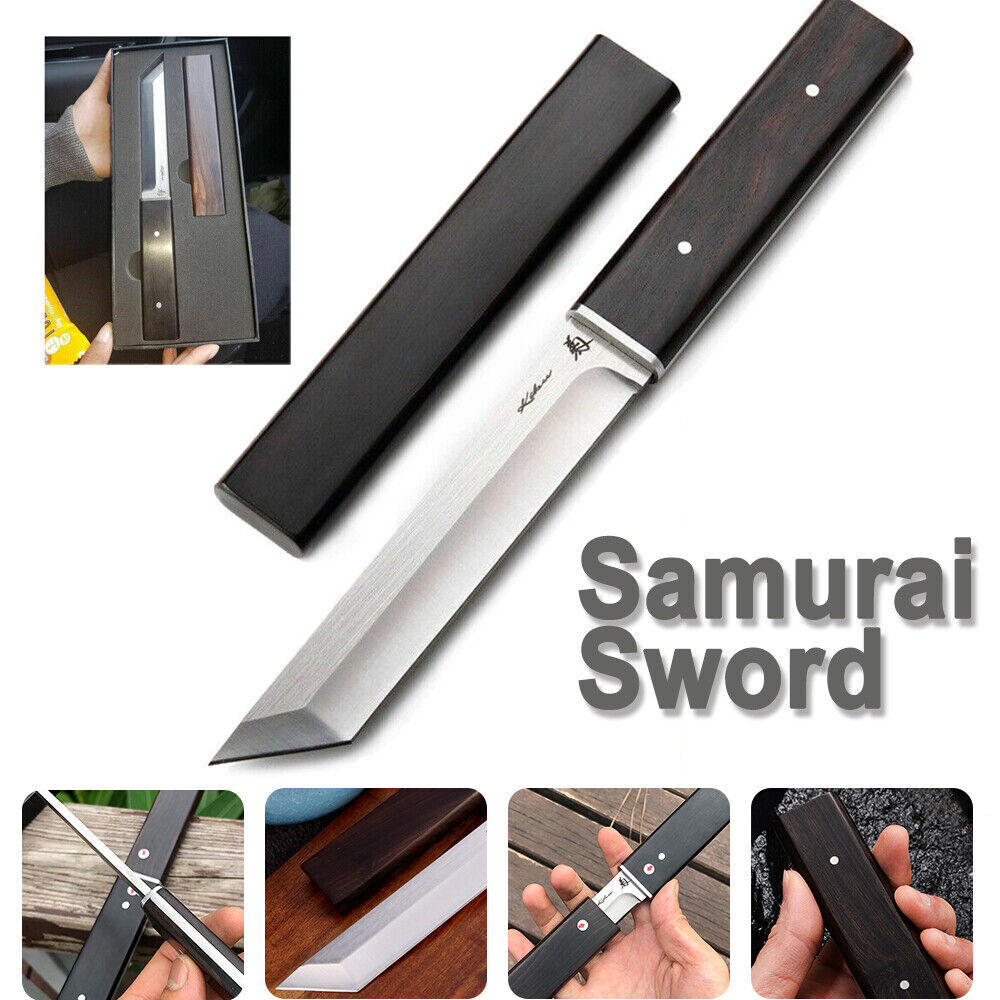 Full Tang D2 Steel Tanto Knife Fixed Blade Short Sword Katana Tactical Survival