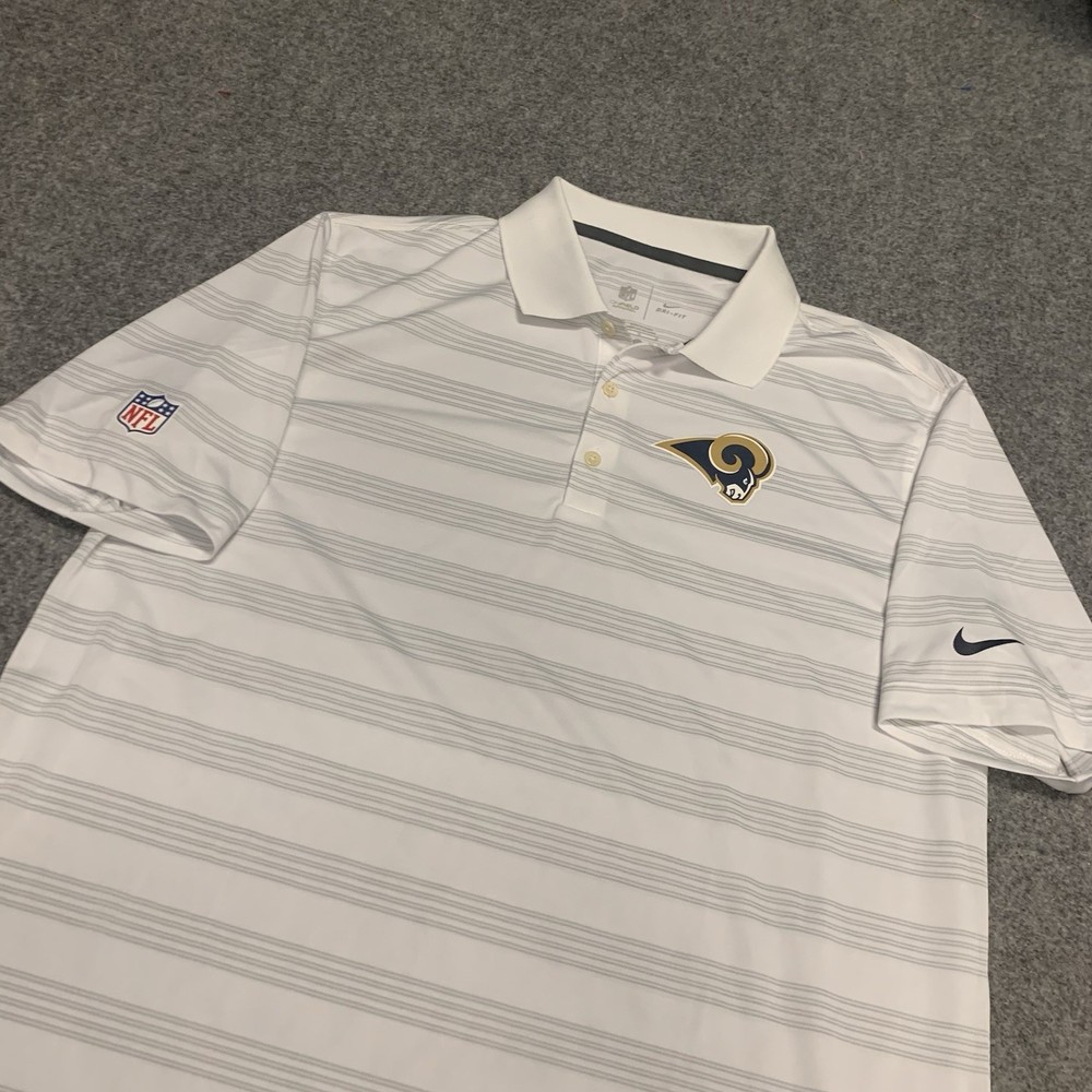 NFL Men’s Golf Shirt LA Rams Polo Mens Medium Dri-Fit NFL OnField Striped Nike