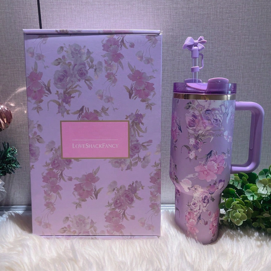 Stanley x Love Shack Fancy 40oz Happy Thoughts Quencher Tumbler in Rosa Beaux Purple