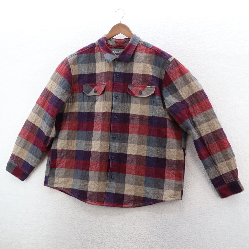 Eddie Bauer Men's 2XL Plaid Quilt-Lined Chore Shacket in Multicolor