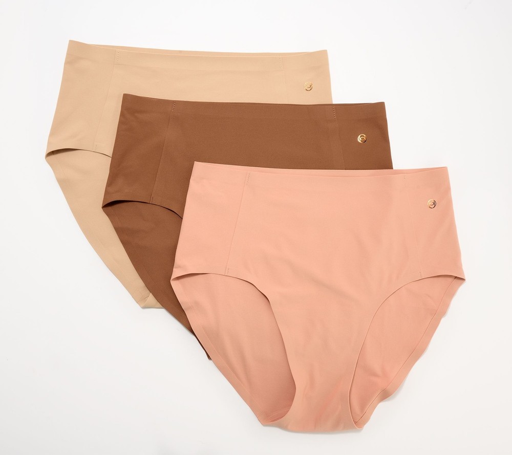Maya J Women's Plus Sz Panties One Size High-Waisted Retro Bikini Brown A643207
