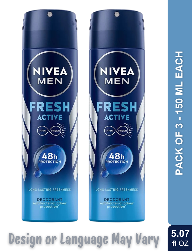 Nivea Men Fresh Active 48h Deodorant Spray 150ml 2-Pack