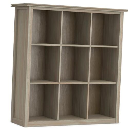 Artisan 43-Inch Tall 9-Cube Distressed Grey Solid Wood Bookcase