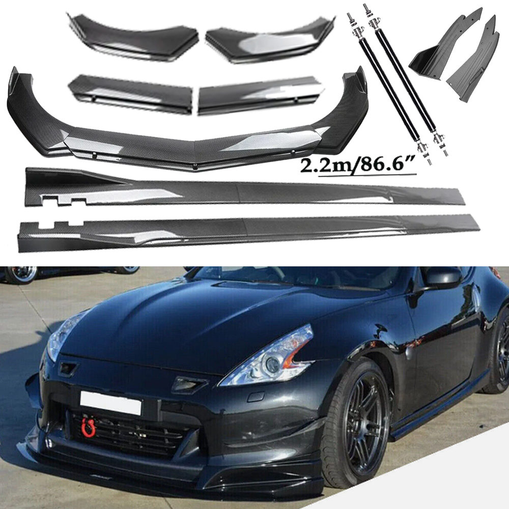 Nissan 370Z 09-21 Carbon Fiber Front Bumper Lip Spoiler Side Skirt Kit