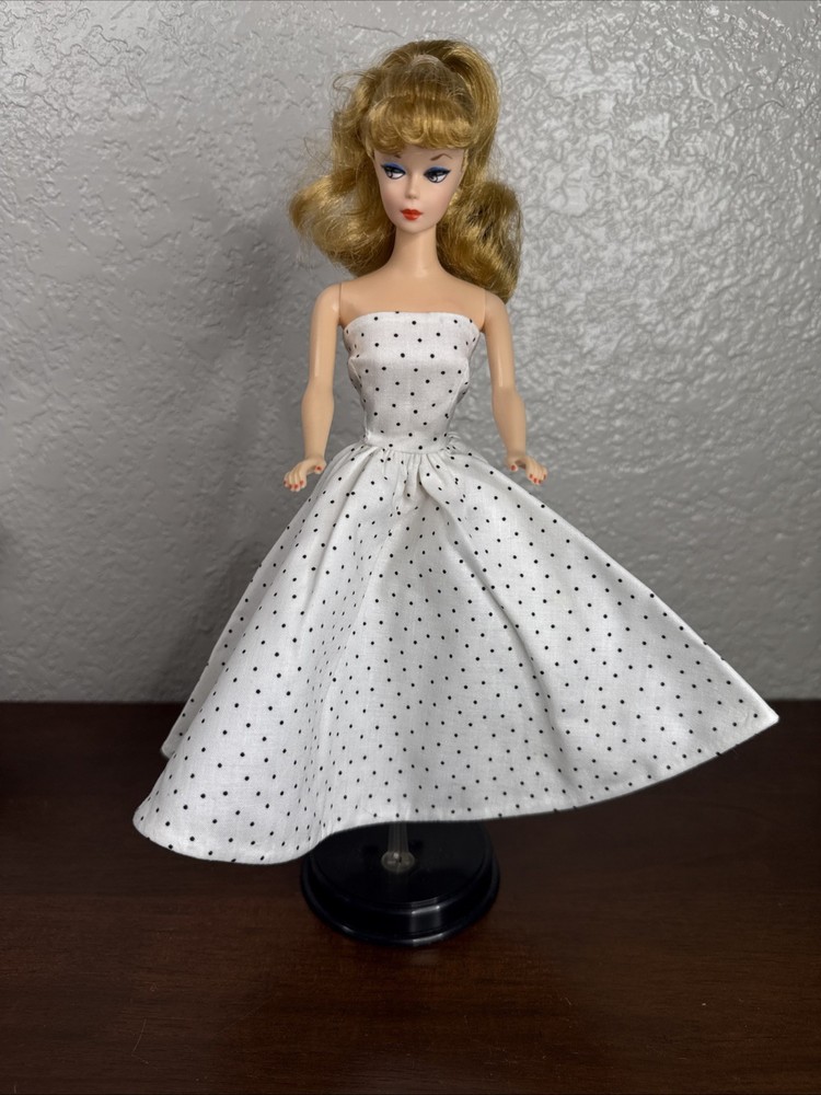Made For Fashion Dolls And Barbie Dress In Polka Dots Black And White