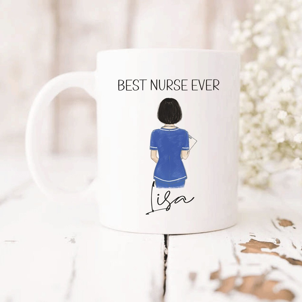 Personalised Nurse Nhs Mug Heart Handle Custom Name Coffee Tea Mug Gift For Her