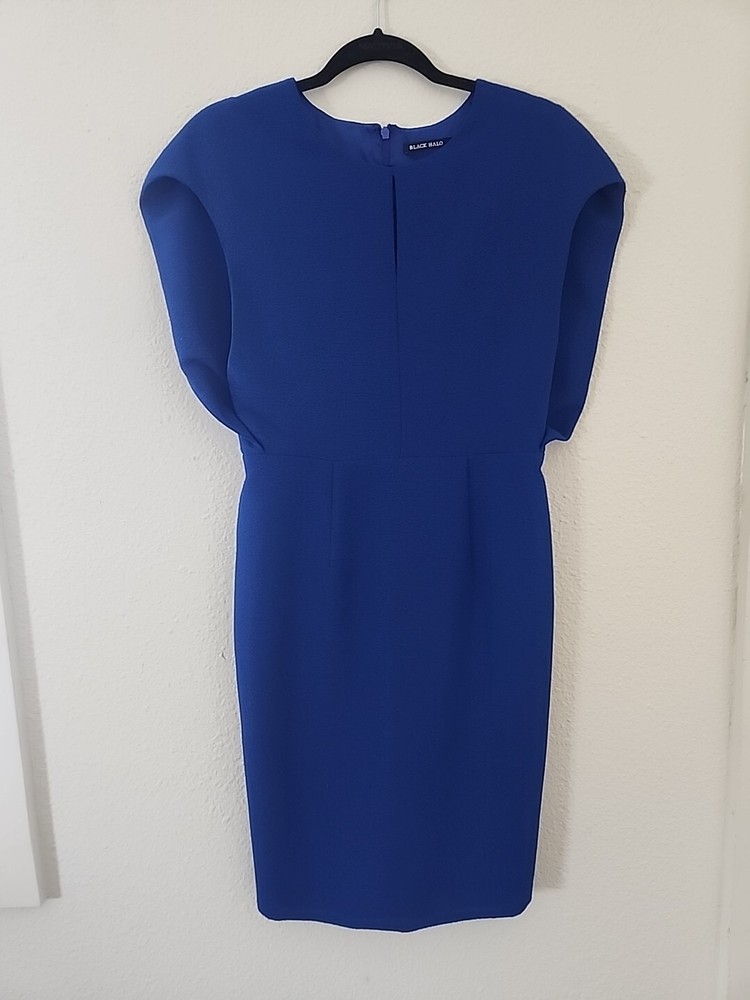 Black Halo Cape Blue Dress Sz 8