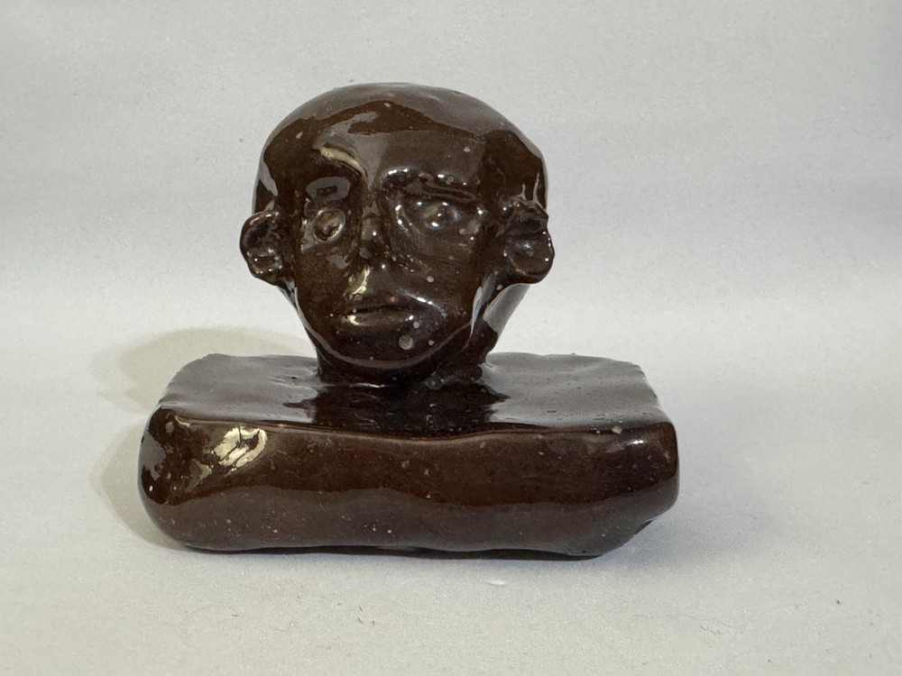 Head Sculpture Studio Pottery Glazed