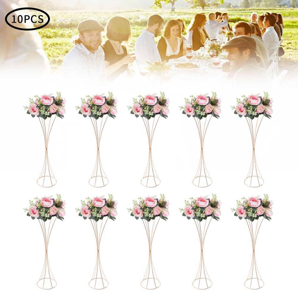 10-Piece Gold Metal Trumpet Vases Set – 31.5