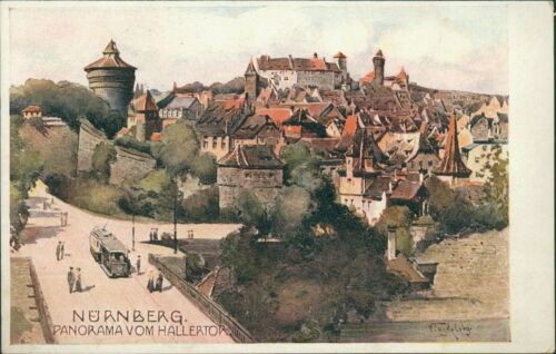 Postcard Nuremberg panorama from Hallertor (No. 9056)