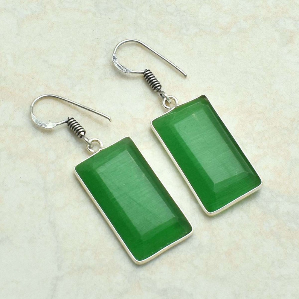 Cat Eye Gemstone Handmade Drop Dangle Earrings Jewelry Women Gift 2