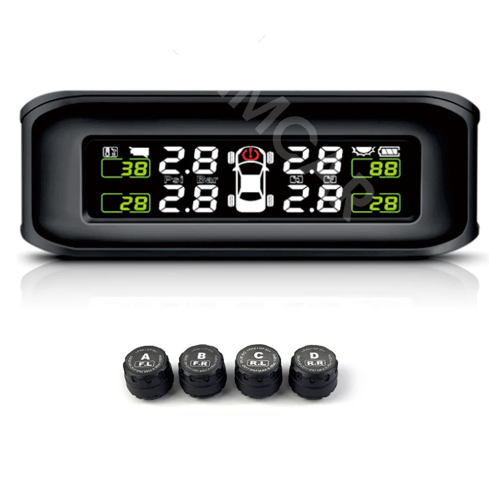 LCD Display Car TPMS Tire Pressure Monitor Alarm System Waterproof Solar Charge