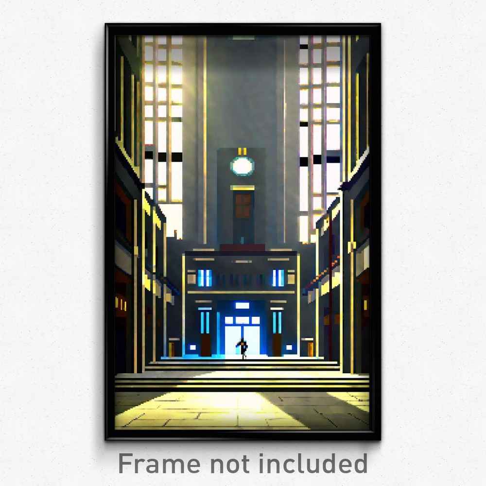 Pixel Art Poster - Gigantic Middle School (8 Bit Psychedelic Video Game Print)