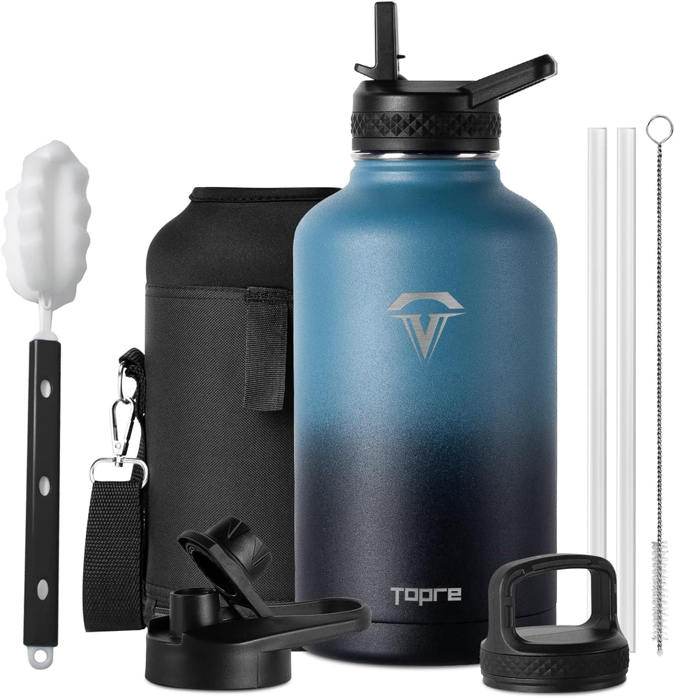 Water Bottles 64 Oz, Insulated Water Bottle with Straw, Double Walled Vacuum Sta