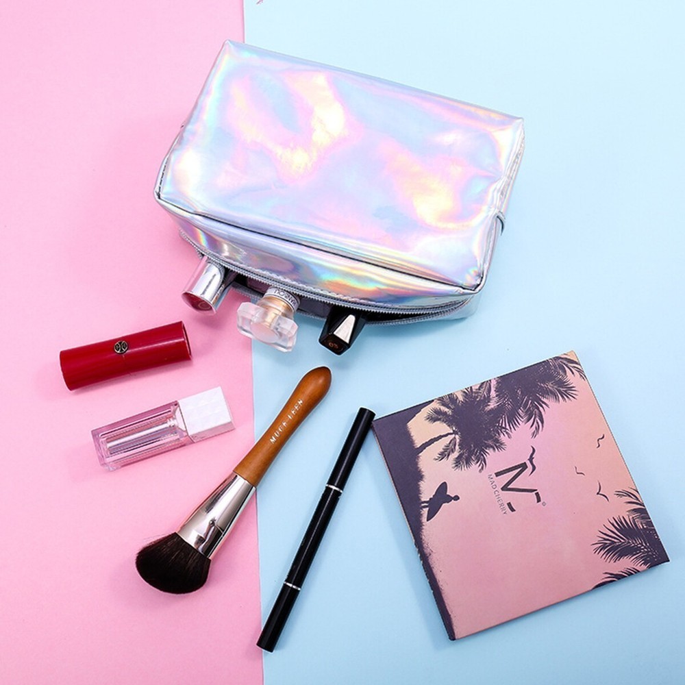 Portable Solid Color Laser Cosmetic Bag Portable Solid Color Laser Cosmetic Bag