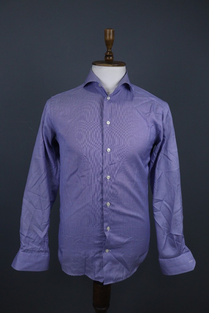 Eton Slim Purple Cotton Long Sleeve Collared Button Up Dress Shirt Sz 39 / 15.5