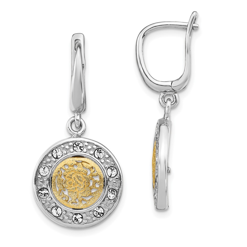 Sterling Silver Rhodium-plated Gold-tone Crystal Drop & Dangle Earrings 4.82gm