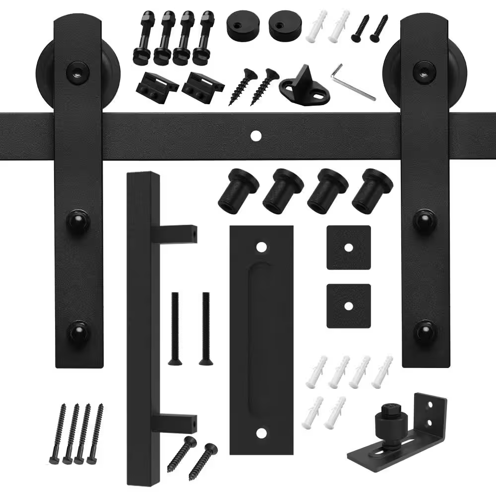5 Ft./60 In. I-Shaped Sliding Single Barn Door Hardware Kit with Square Handle