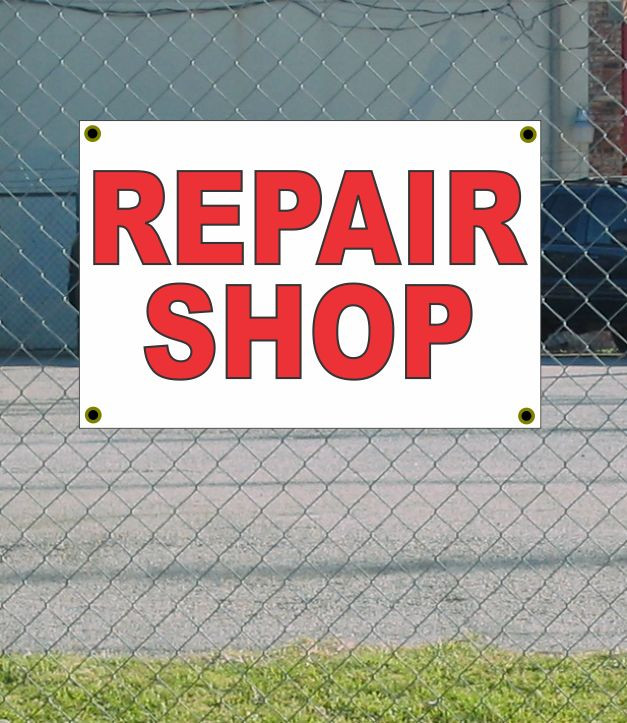 2x3 Red & White Repair Shop Banner Sign – Discounted Price with Free Shipping
