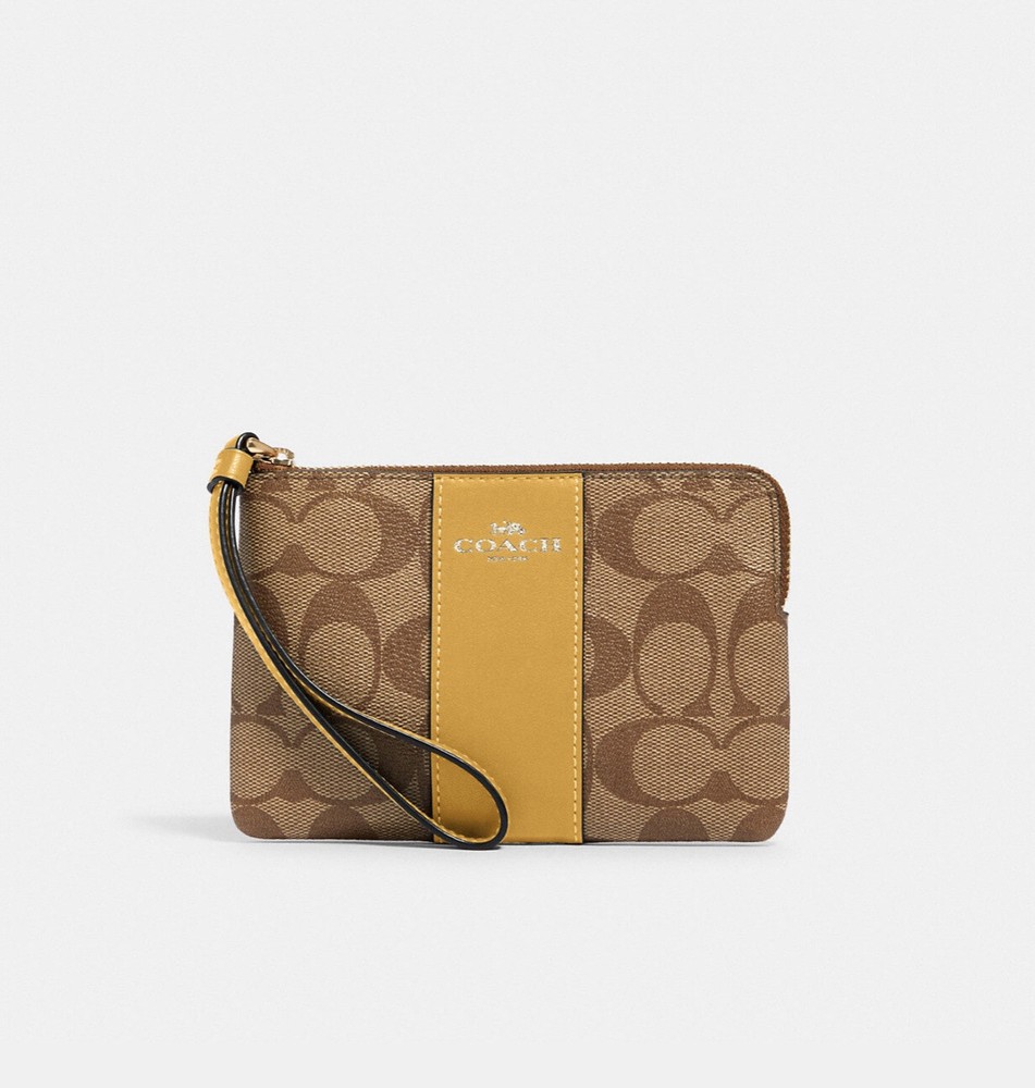 Coach 58035 Corner Zip Wristlet in Signature Canvas