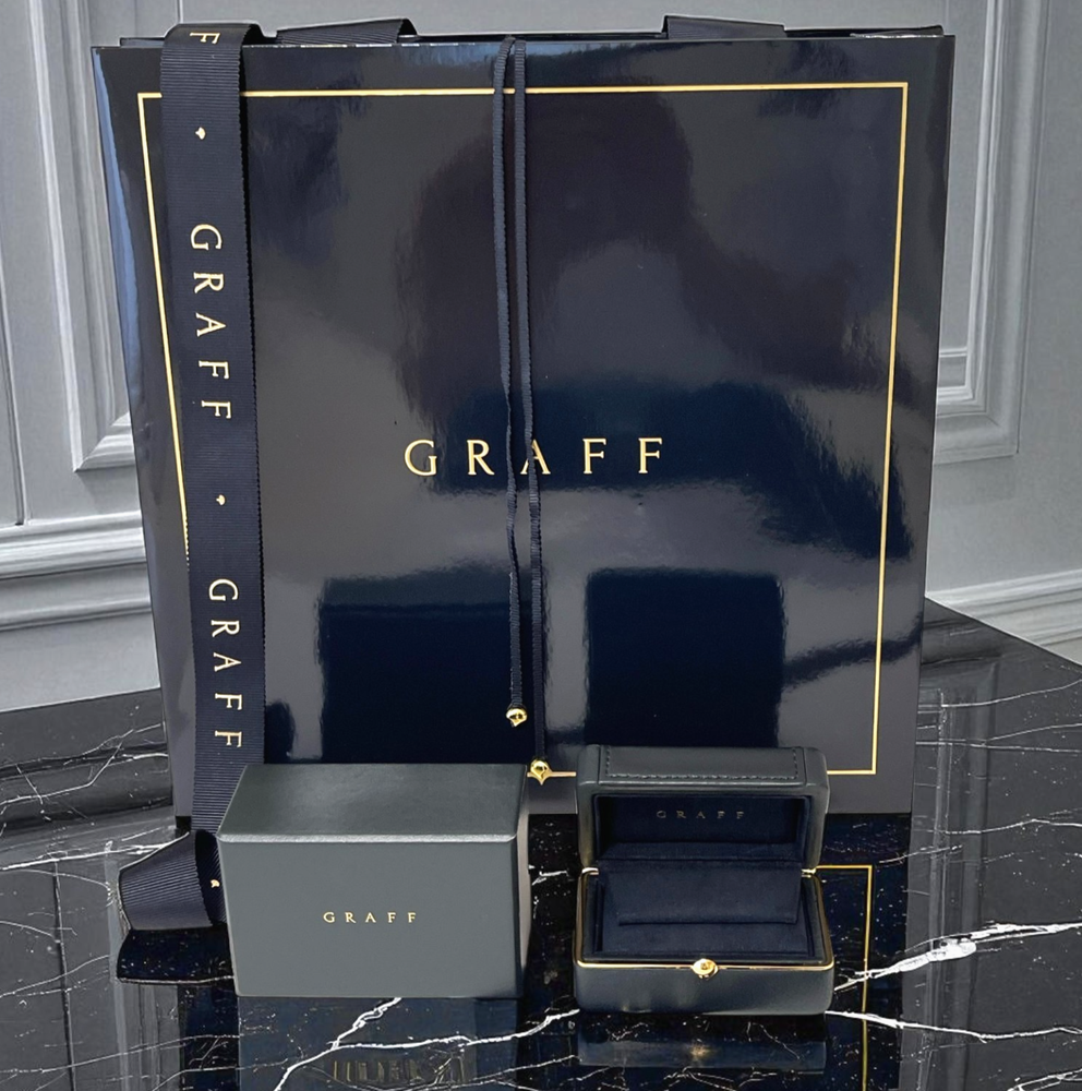 GRAFF Small Earring Box Black Leather Jewelry Case with Paper Bag Gift Set #051