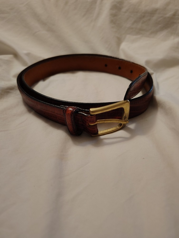 Brighton Cowhide Saddles Leather Belt Size 34 Brown Gold Color Buckle