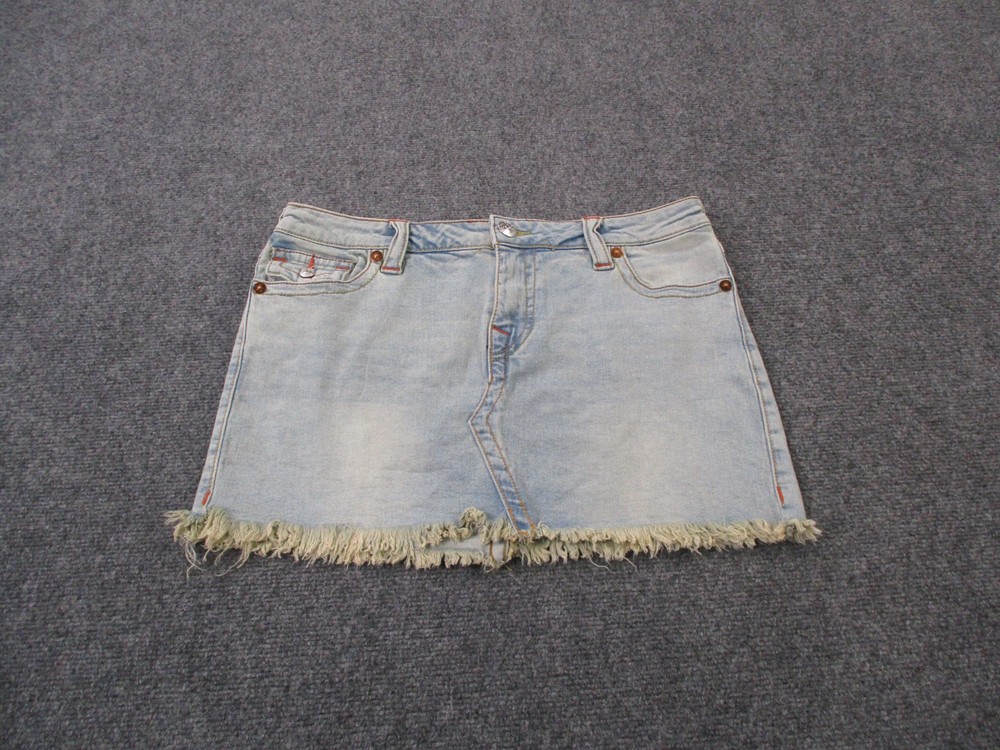 True Religion Skirt Womens 29 Blue Denim Jeans Sadie Cut Off Outdoors Casual Y2K