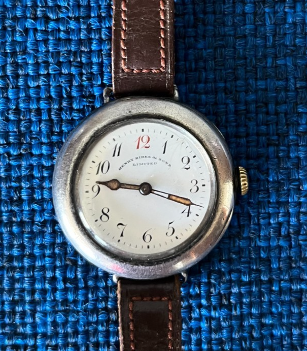 WWI WATCH Henry Birks & Sons St. James Trench .935 Sterling Silver Triple-Signed