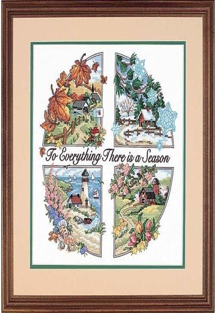 'Season for Everything' Stamped Cross Stitch Kit, 14'' W x 14'' H,White