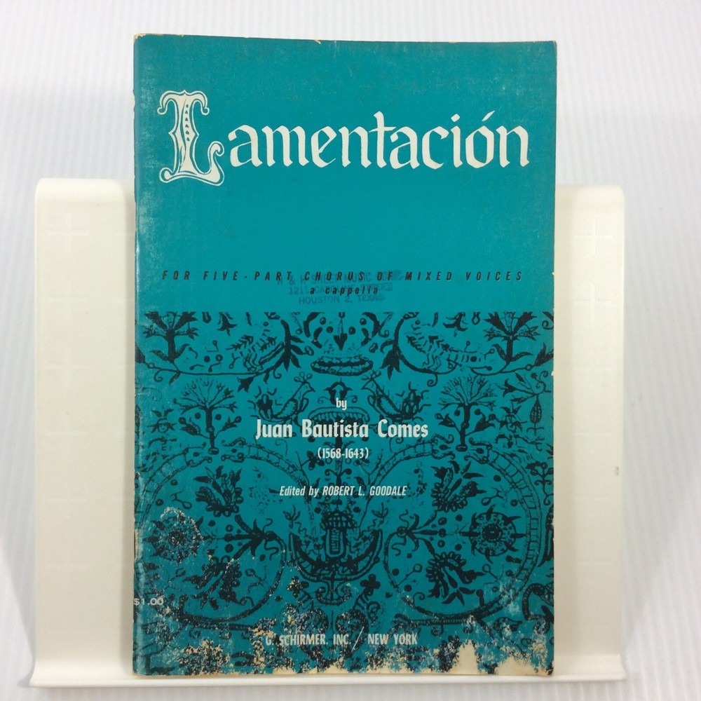 Lamentacion Juan Bautista Comes SATB Choral Music Songbook 1966 Edition