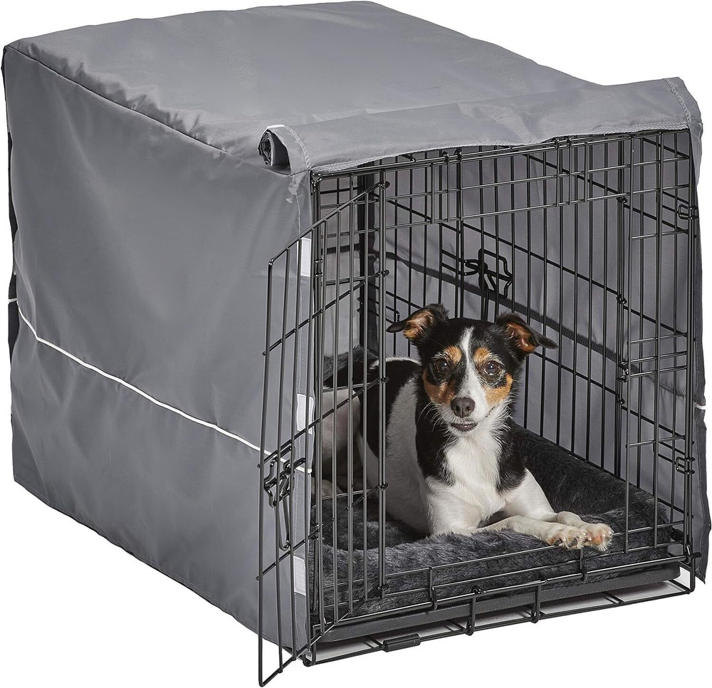 Double Door Dog Crate Kit with Bed and Cover for Medium Dogs Indoor Use-image