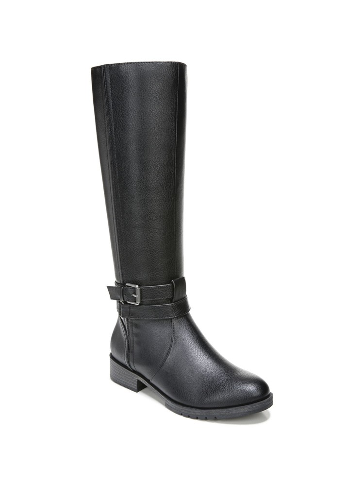 NATURALIZER Womens Black Garrison Round Toe Block Heel Zip-Up Riding Boot 6 M WC