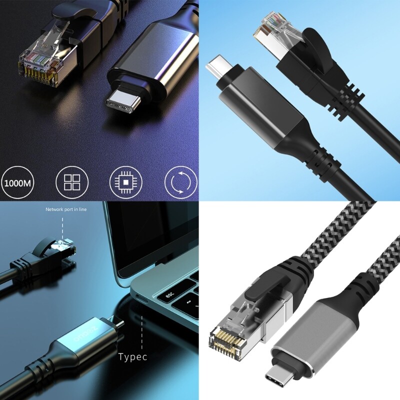 Fast Speed USB Type C to RJ45 Networking Adapter for Smooth Online Experience