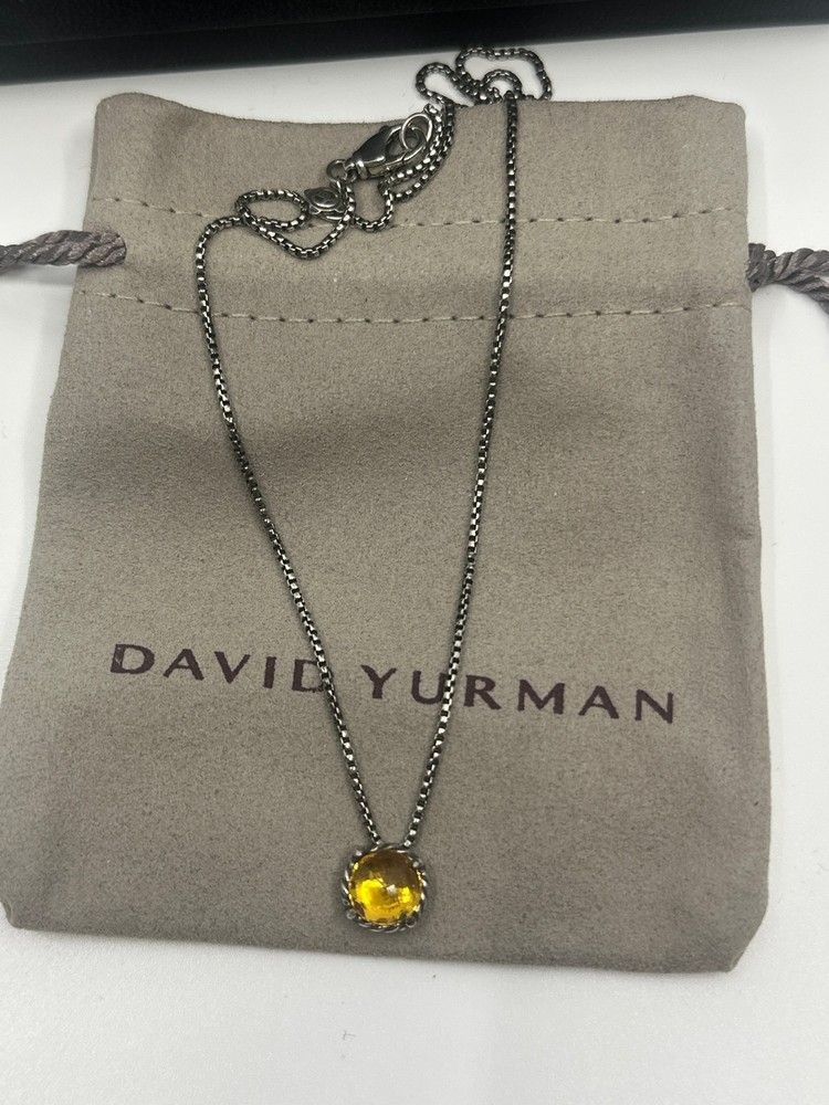 925 Silver David Yurman Petit Chatelaine Pendant Necklace with Citrine