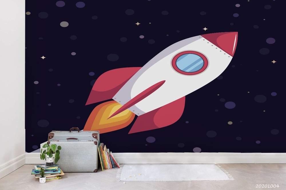3D Space Rocket Illustration Wall Murals Wallpaper Murals Wall Sticker 5