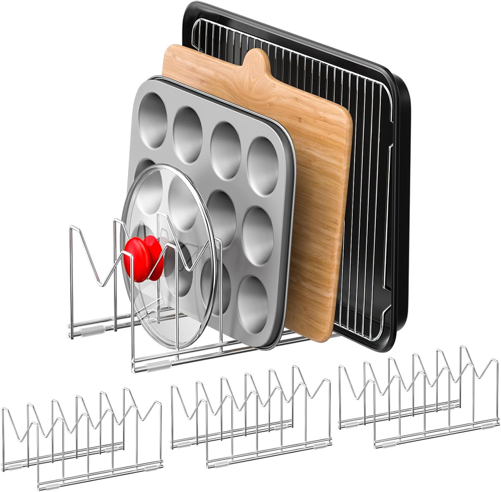 3 Pack Stainless Steel Anti-Slip Pot Lid Organizer for Cabinet Storage