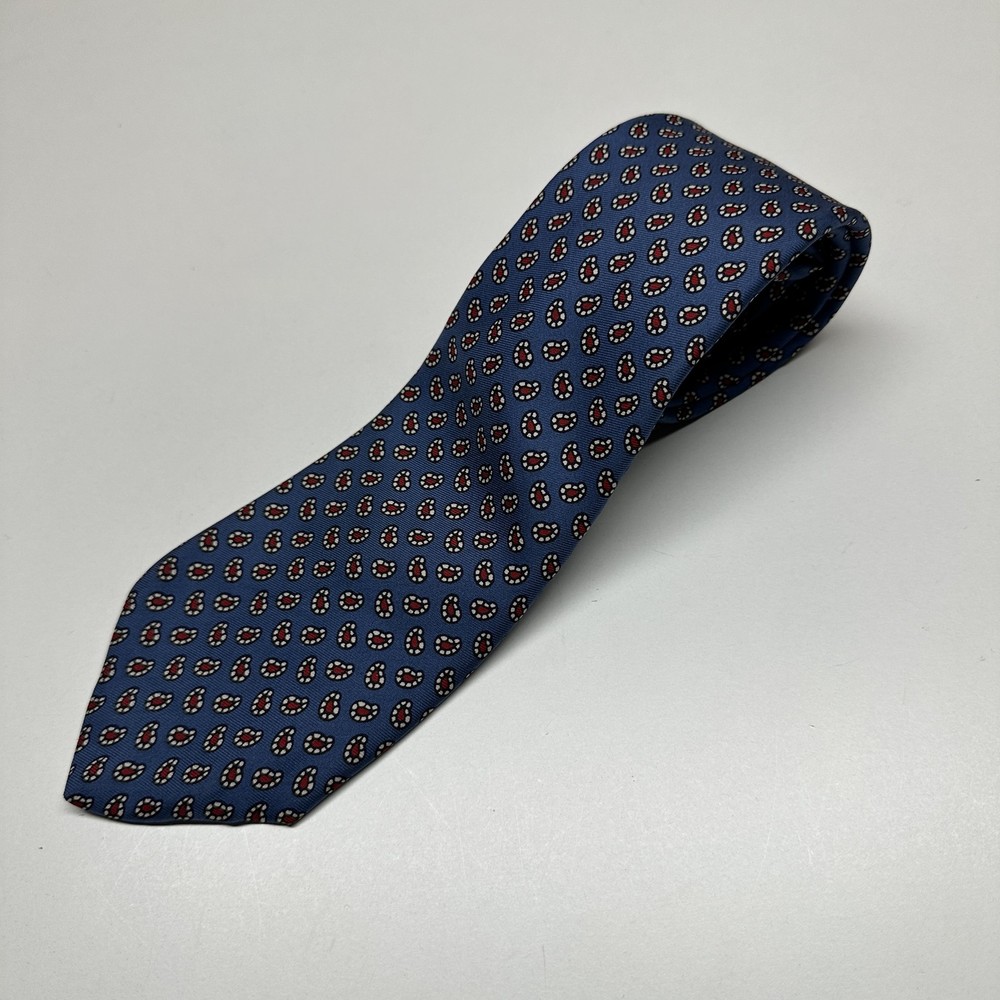 Brooks Brothers Makers Tie Silk Blue Paisley 3.25 x 54 Vintage UK Fabric