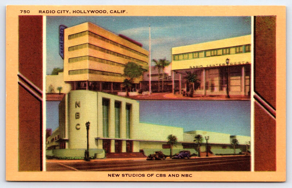 Vintage Old Postcard Radio City Studios Of CBS And NBC Hollywood California USA