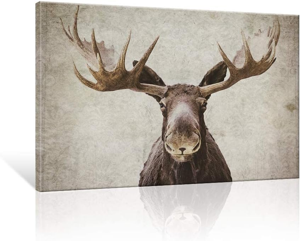 Modern Moose Wall Art - Elmer the Big-Horned Elk Deer Wildlife Picture