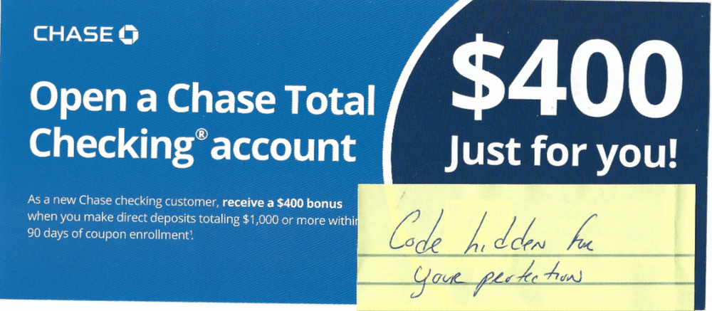 $400 Bonus Chase Bank Coupon Checking Account Exp 4/15/2026 Only $1,000 Deposit-image
