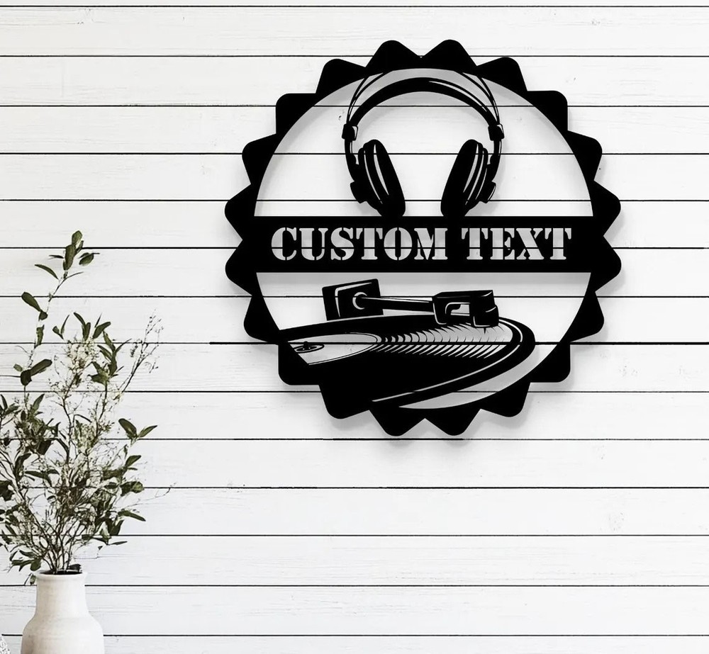 Personalised DJ / Music Metal Wall Art – Custom Name Sign (Bare Steel)