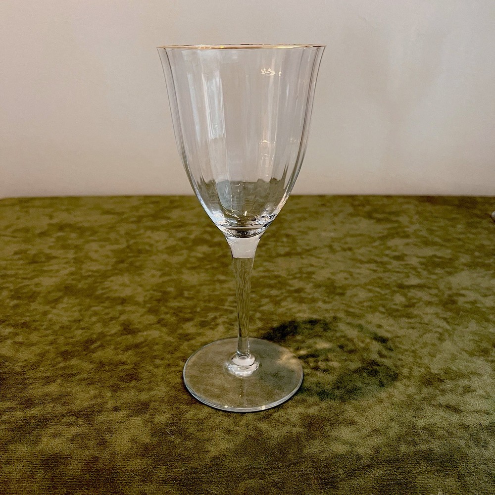 Gorham 7 3/4” Red Wine Crystal Glass With Gold Rim